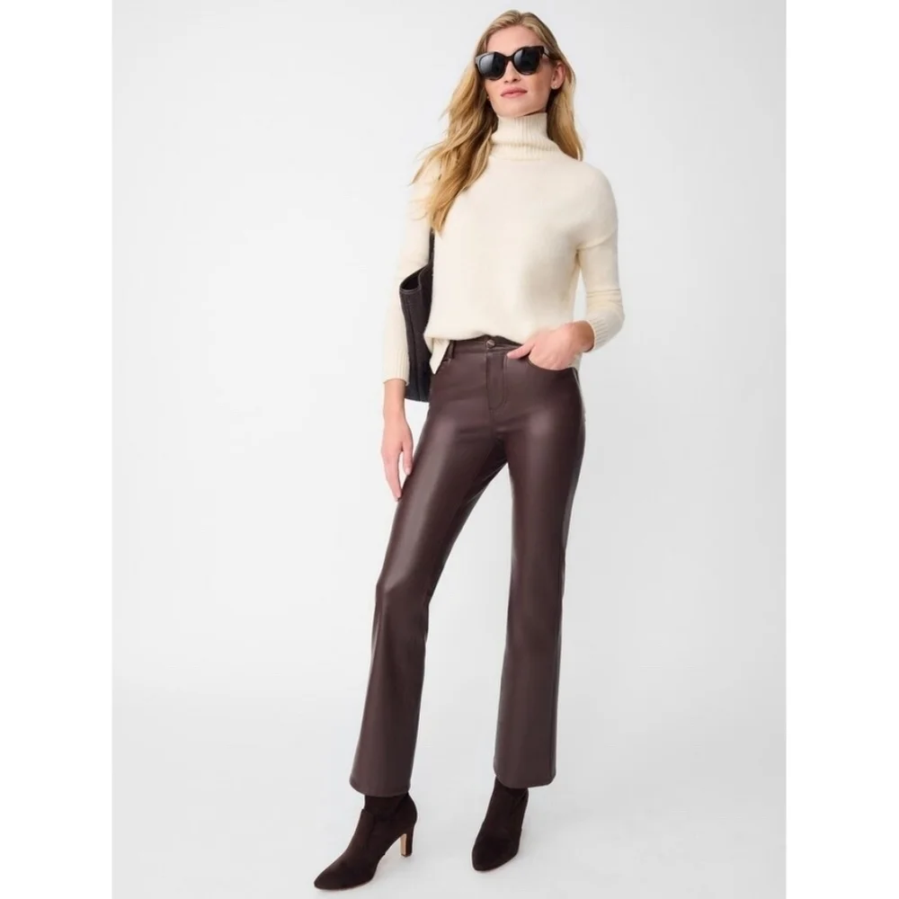 J. Mclaughlin Vegan Faux Leather Brown Pants Sz 6 WP121